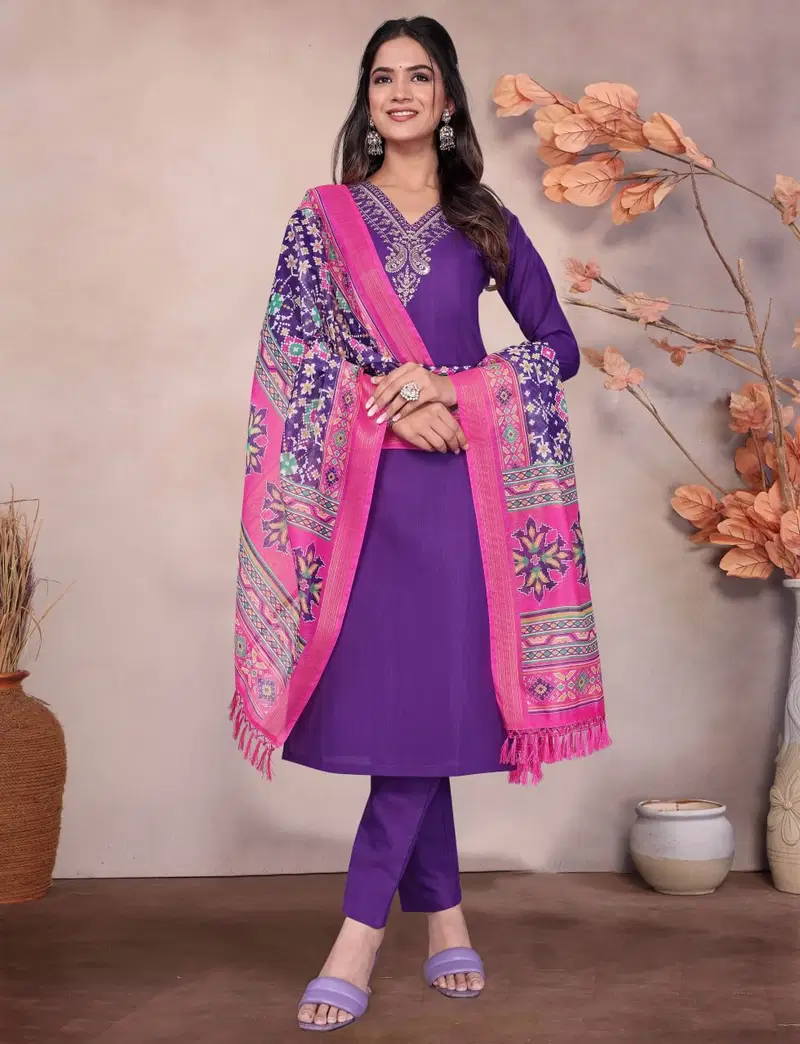 Vedika Hit Cotton by 9Star Blend Embroidered Designer Kurta Set